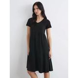 Lcw Comfort Siyah V Yaka Katkat Elbise