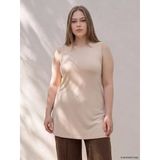Lcw Curve Bej Büyük Beden Bisiklet Yaka Kadın Tunik