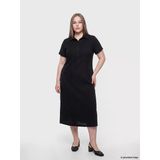 Lcw Curve Siyah Gömlek Yaka Büyük Beden %100 Pamuklu Elbise