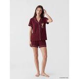 Lcw Dream Bordo Ayı Teddy Baskılı Kadın Şortlu Pijama Takımı - XL