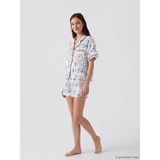 Lcw Dream Ekru Gömlek Yaka Baskılı Kadın Şortlu Pijama Takımı