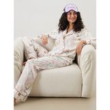 Lcw Dream Ekru Gömlek Yaka Desenli Kadın Pijama Takımı