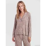 Lcw Dream Ekru Gömlek Yaka Leopar Desenli Kadın Pijama Takımı