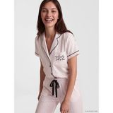 Lcw Dream Ekru Gömlek Yaka Nakışlı Kadın Pijama Takım - S