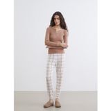 Lcw Dream Kahverengi Kaçık Yaka Ekose Kadın Pijama Takımı