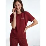 Lcw Dream Kırmızı Bisiklet Yaka Baskılı Kadın Pijama Takım