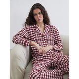 Lcw Dream Kırmızı Gömlek Yaka Ekose Kadın Pijama Takımı
