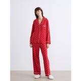 Lcw Dream Kırmızı Gömlek Yaka Kadın Pijama Takımı