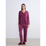 Lcw Dream Kırmızı Petite Gömlek Yaka Çiçekli Kadın Pijama Takımı - XS