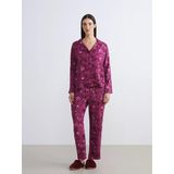 Lcw Dream Kırmızı Petite Gömlek Yaka Çiçekli Kadın Pijama Takımı