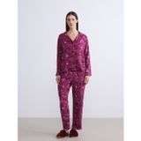 Lcw Dream Kırmızı Petite Gömlek Yaka Çiçekli Kadın Pijama Takımı