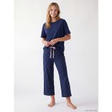 Lcw Dream Lacivert %100 Pamuklu Kadın Kaprili Pijama Takımı