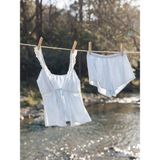 Lcw Dream Mavi Dantel Detaylı Saten Kadın Şortlu Pijama Takımı - XS