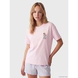 Lcw Dream Pembe Baskılı %100 Pamuklu Kadın Şortlu Pijama Takımı