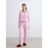 Lcw Dream Pembe Petite U Yaka Çiçekli Kadın Pijama Takımı