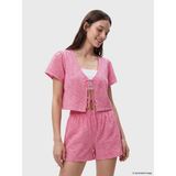 Lcw Dream Pembe V Yaka Brode Kadın Şortlu Pijama Takımı