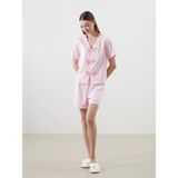 Lcw Dream Pembe V Yaka Çizgili Kadın Şortlu Pijama Takımı - XS