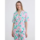 Lcw Dream Turkuaz Gömlek Yaka Çiçekli Kadın Pijama Takımı - S
