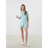 Lcw Dream Turkuaz Gömlek Yaka Kadın Şortlu Pijama Takımı