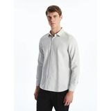 Lcw Eco Gri Slim Fit Uzun Kollu Armürlü Erkek Gömlek