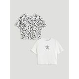 Lcw Ekru Bisiklet Yaka Kız Çocuk Tişört 2'li - 9 - 10 Yaş