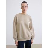 Lcw Everyday Bej Bisiklet Yaka Baskılı Kadın Kalın Sweatshirt