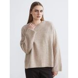 Lcw Everyday Bej Bisiklet Yaka Oversize Kadın Triko Kazak
