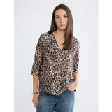 Lcw Everyday Bej Kaçık Yaka Leopar Desenli Bluz