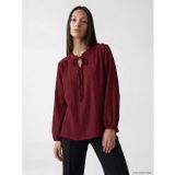 LCW EVERYDAY Bordo Bağlamalı Yaka Büzgülü Dokulu Bluz