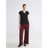 Lcw Everyday Bordo Beli Lastikli Geometrik Desenli Kadın Pantolon