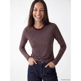 Lcw Everyday Bordo Bisiklet Yaka Çizgili Kadın Body