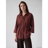 Lcw Everyday Kahverengi Çizgili Oversize Armürlü Kadın Gömlek