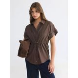 Lcw Everyday Kahverengi Oversize Büzgülü Bluz