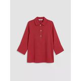 Lcw Everyday Kırmızı Polo Yaka Armürlü Kadın Tunik