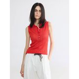Lcw Everyday Kırmızı Polo Yaka Kadın Triko Atlet