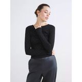 Lcw Everyday Siyah Taşlı Soft Touch Kadın Tişört