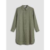 Lcw Everyday Yeşil Oversize %100 Keten Kadın Gömlek Tunik