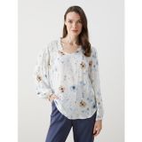 Lcw Grace Ekru Regular Fit Fırfırlı Çiçekli Kadın Bluz