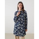 Lcw Grace Lacivert Hakim Yaka Desenli Kadın Tunik