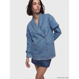 Lcw Indigo Kruvaze Yaka Kadın Jean Ceket - S - İndigo