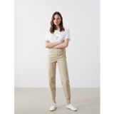 Lcw Jeans Bej Beli Lastikli Slouchy Fit Kadın Jean Pantolon