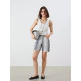 Lcw Jeans Bej Standart Fit Yılan Derisi Desenli Kadın Jean Şort