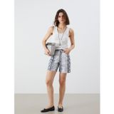 Lcw Jeans Bej Standart Fit Yılan Derisi Desenli Kadın Jean Şort