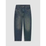 Lcw Jeans İndigo Barrel Fit Taşlı Kadın Jean Pantolon