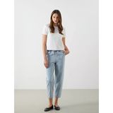 Lcw Jeans İndigo Beli Lastikli Mom Fit Kadın Jean Pantolon