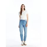 Lcw Jeans Indigo Mom Fit Yırtık Detaylı Kadın Jean Pantolon