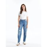Lcw Jeans İndigo Yırtık Detaylı Boyfriend Fit Kadın Jean Pantolon