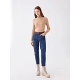 Lcw Jeans İndigo Yüksek Bel Mom Fit Kadın Jean Pantolon