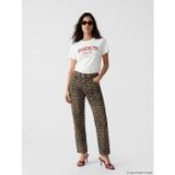 Lcw Jeans Kahverengi Leopar Desenli Crop Straight Kadın Jean Pantolon