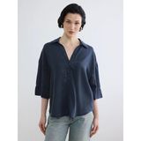 Lcw Jeans Lacivert Oversize Kadın Jean Gömlek